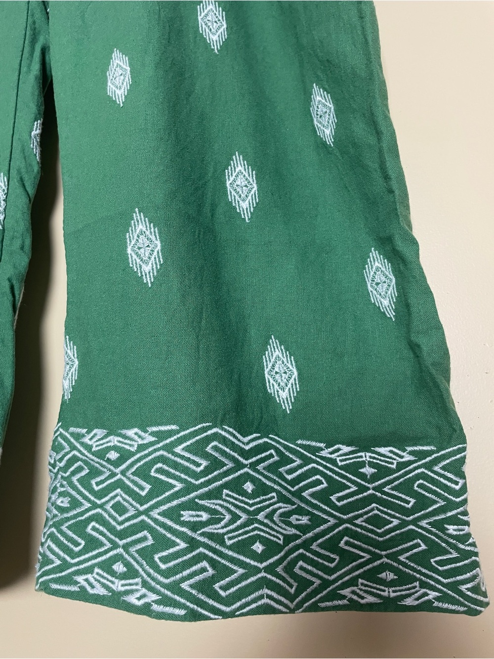 Soft Surroundings Lohara Green Embroidered Linen Blend Wide Leg Pant 2X Pull on - Picture 5 of 10